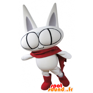 Alle witte kat mascotte, met grote ogen - MASFR031373 - Cat Mascottes