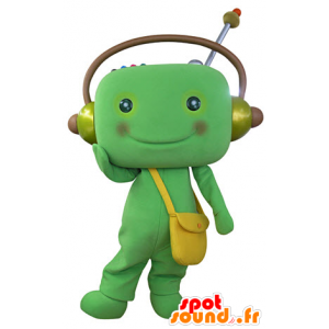 Mascotte de bonhomme vert avec un casque audio - MASFR031374 - Mascottes Homme