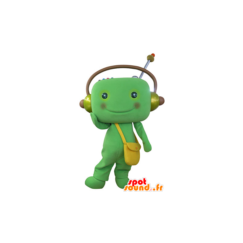 Groene mascotte mens met een koptelefoon - MASFR031374 - man Mascottes