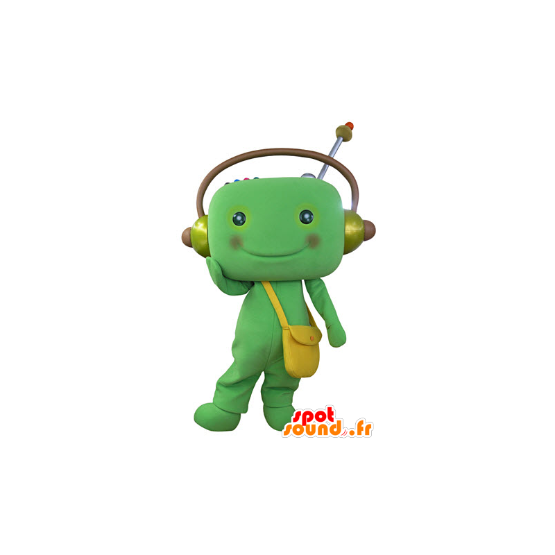 Zielona maskotka mężczyzna ze słuchawkami - MASFR031374 - Mężczyzna Maskotki