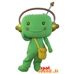 Green man mascot with headphones - MASFR031374 - Human mascots