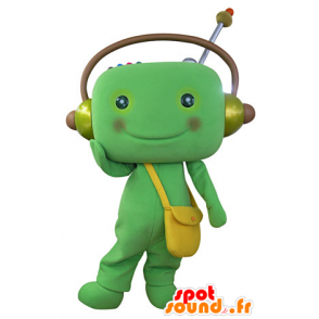Mascote homem verde com fones de ouvido - MASFR031374 - Mascotes homem