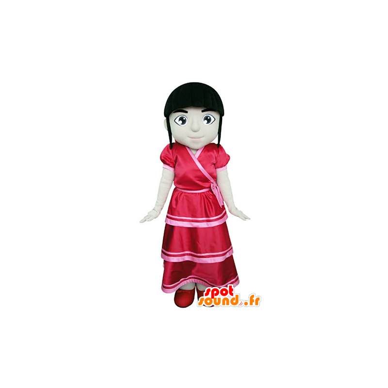 Morena mascota chica vestida con un vestido rojo - MASFR031376 - Chicas y chicos de mascotas