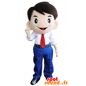 Mascot homem sorridente em um terno e gravata - MASFR031381 - Mascotes homem
