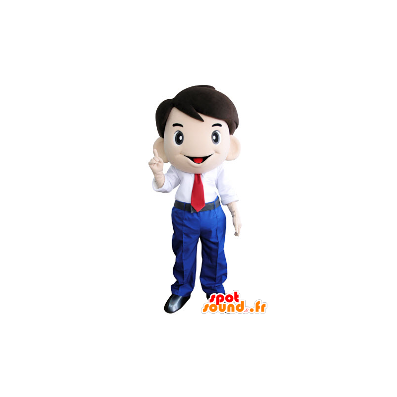 Mascot homem sorridente em um terno e gravata - MASFR031381 - Mascotes homem