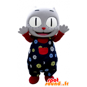 Mascota del gato gris con la flor de la celebración - MASFR031384 - Mascotas gato