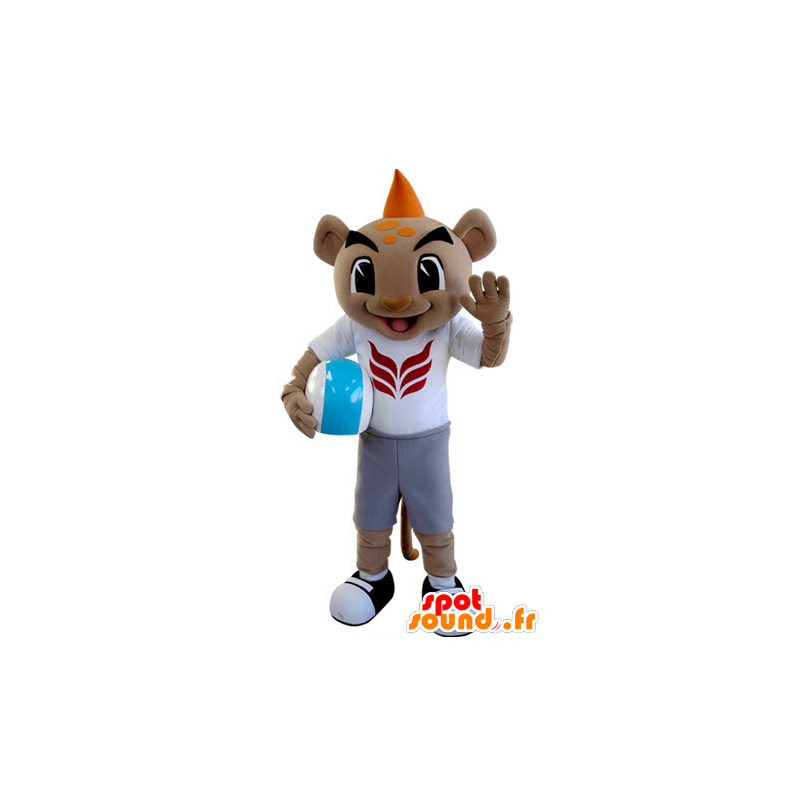 Sportswear tigre Mascot com uma crista de laranja - MASFR031386 - Tiger Mascotes
