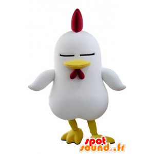 Hvit hane maskot med en rød kam - MASFR031388 - Mascot Høner - Roosters - Chickens