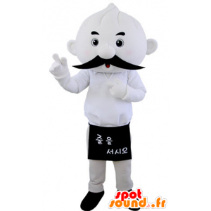 Mascotte de bonhomme tout blanc, moustachu - MASFR031391 - Mascottes Homme