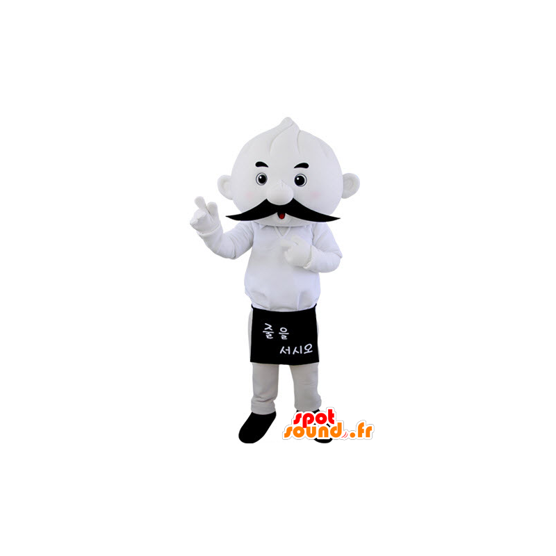 Mascotte de bonhomme tout blanc, moustachu - MASFR031391 - Mascottes Homme