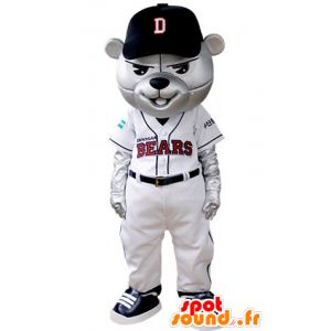 Grizzlies mascot dressed in baseball outfit - MASFR031393 - Bear mascot