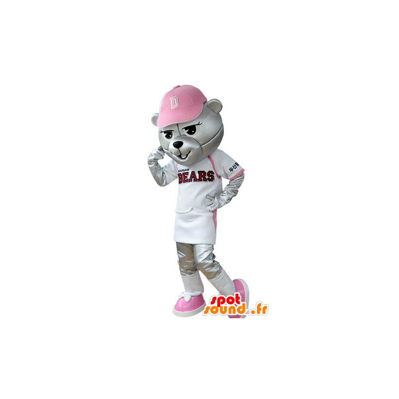 Grizzlies mascote vestida no equipamento de beisebol - MASFR031394 - mascote do urso