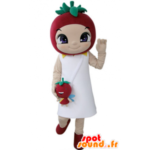 Mascotte de fillette avec une fraise sur la tête - MASFR031395 - Mascottes Garçons et Filles