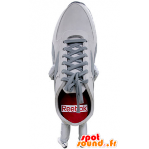 Mascotte de chaussure blanche, rouge et grise. Mascotte de basket - MASFR031398 - Mascottes d'objets