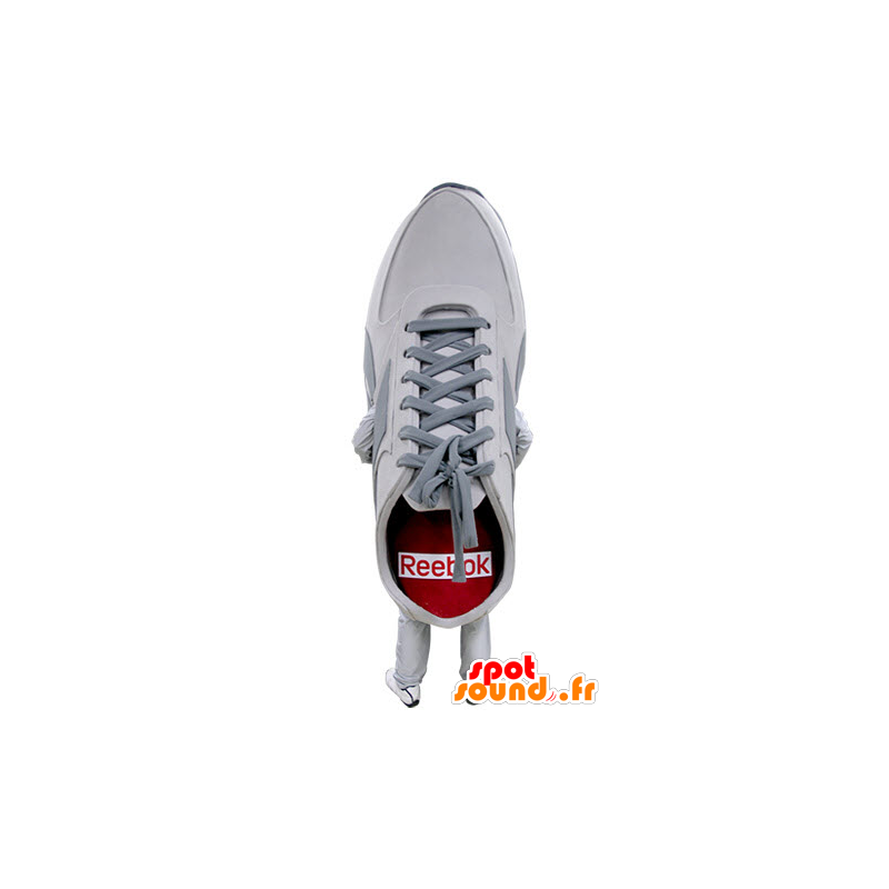 Mascotte de chaussure blanche, rouge et grise. Mascotte de basket - MASFR031398 - Mascottes d'objets