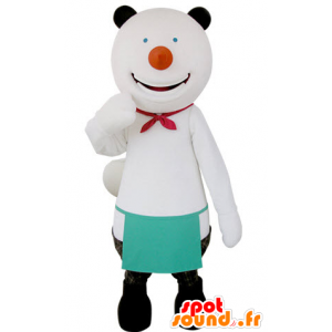 Mascotte d'ours blanc et noir, très souriant - MASFR031399 - Mascotte d'ours