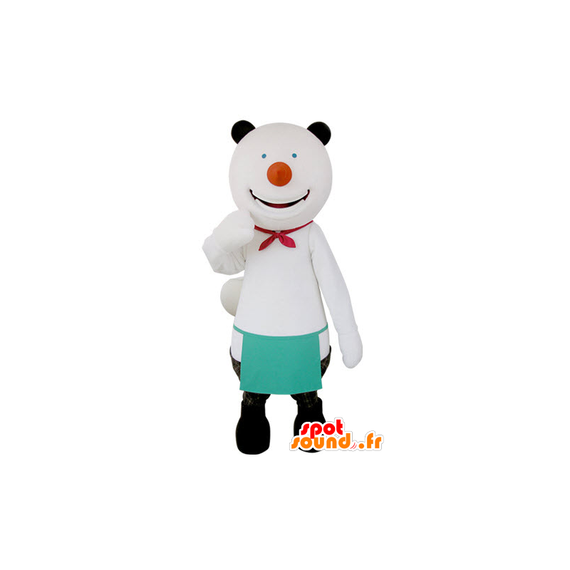 Mascotte d'ours blanc et noir, très souriant - MASFR031399 - Mascotte d'ours
