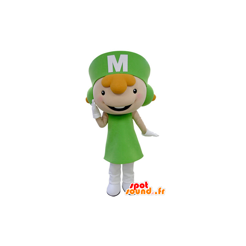 Mascota pelirroja vestida con un uniforme verde - MASFR031403 - Chicas y chicos de mascotas