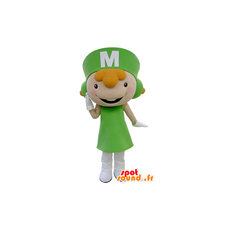 Mascote ruiva vestida com um uniforme verde - MASFR031403 - Mascotes Boys and Girls