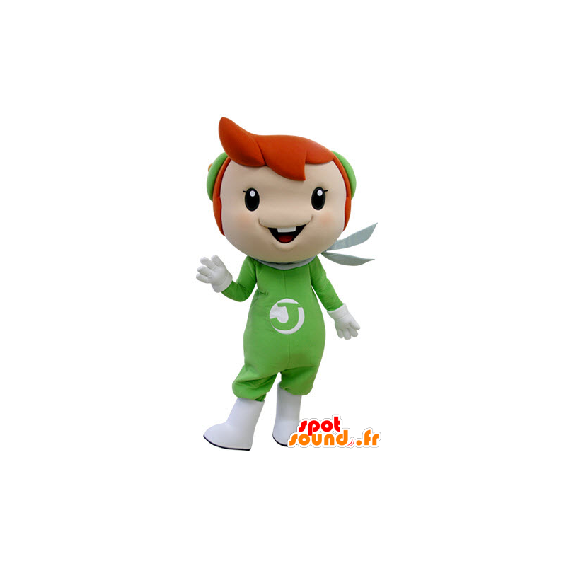 Mascot jongen met rood haar, gekleed in groen - MASFR031404 - Mascottes Boys and Girls