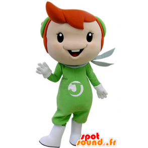 Mascotte de garçon aux cheveux roux habillé en vert - MASFR031404 - Mascottes Garçons et Filles