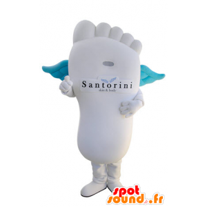 Giant hvit fot maskot med blå vinger - MASFR031406 - Ikke-klassifiserte Mascots