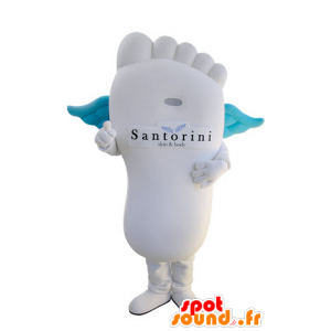 Gigante mascote branco pé com as asas azuis - MASFR031406 - Mascotes não classificados