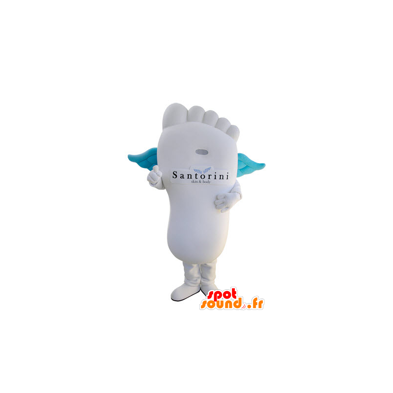 Gigante mascote branco pé com as asas azuis - MASFR031406 - Mascotes não classificados