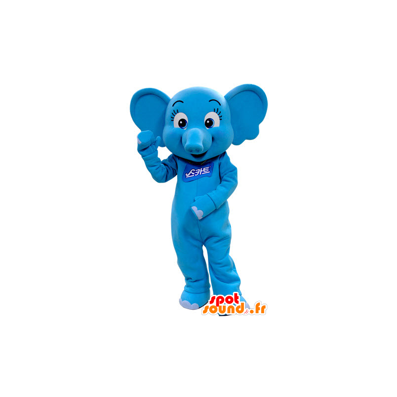 Elefante blu mascotte, femminile e civettuola - MASFR031409 - Mascotte elefante