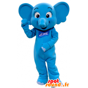 Mascot blå elefant, feminin og flørt - MASFR031409 - Elephant Mascot