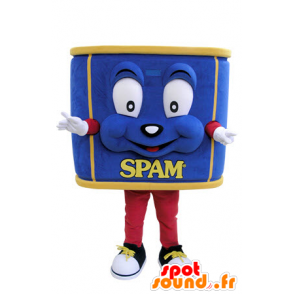 Mascot gigantische doos ingeblikt. blauwe mascotte - MASFR031410 - mascottes objecten
