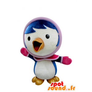 Mascot pájaro azul y blanco en traje de invierno - MASFR031412 - Mascota de aves