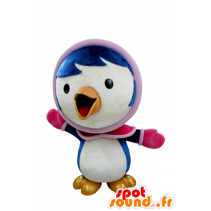 Mascot pássaro azul e branco no equipamento do inverno - MASFR031412 - aves mascote