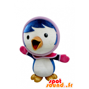 Mascotte blauwe en witte vogel in de winter outfit - MASFR031412 - Mascot vogels