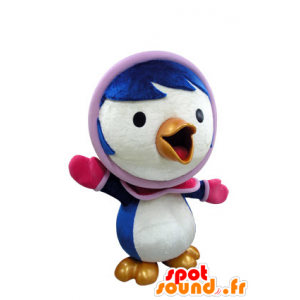 Mascot blue and white bird in winter outfit - MASFR031412 - Mascot of birds