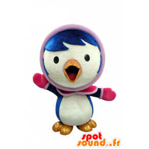 Mascot blue and white bird in winter outfit - MASFR031412 - Mascot of birds