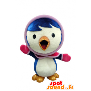 Mascotte blauwe en witte vogel in de winter outfit - MASFR031412 - Mascot vogels