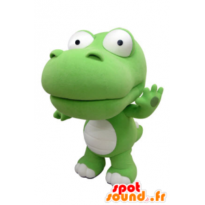 Groen en wit krokodil mascotte, reus. Dinosaur Mascot - MASFR031413 - Crocodile Mascottes