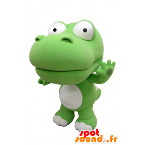 Grønn og hvit krokodille maskot, giganten. Dinosaur Mascot - MASFR031413 - Crocodile Maskoter