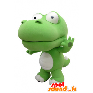 Groen en wit krokodil mascotte, reus. Dinosaur Mascot - MASFR031413 - Crocodile Mascottes