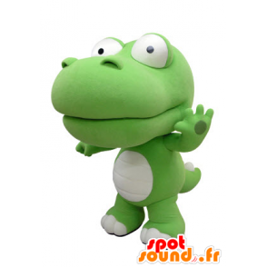 Grüne und weiße Krokodil Maskottchen, Riese. Dinosaurier-Maskottchen - MASFR031413 - Maskottchen Krokodil