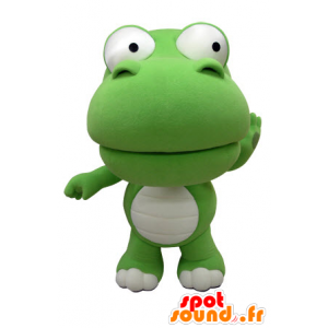 Groen en wit krokodil mascotte, reus. Dinosaur Mascot - MASFR031413 - Crocodile Mascottes