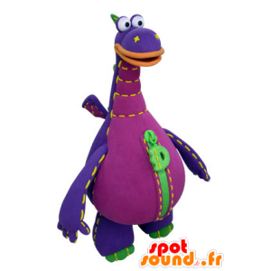 Dragón púrpura mascota, verde y naranja, gigante - MASFR031414 - Mascota del dragón