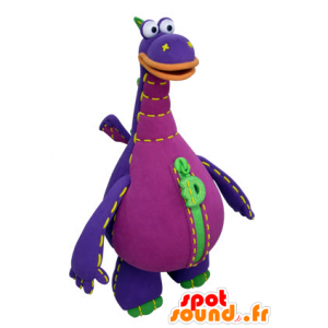 Roxo dragão mascote, verde e laranja, gigante - MASFR031414 - Dragão mascote