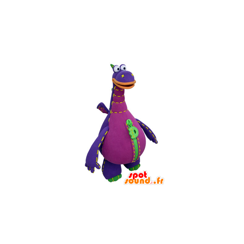 Mascotte de dragon violet, vert et orange, géant - MASFR031414 - Mascotte de dragon