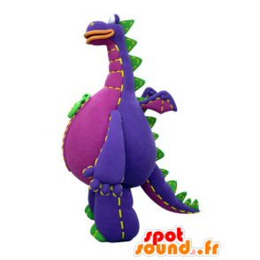 Purple dragon mascot, green and orange, giant - MASFR031414 - Dragon mascot