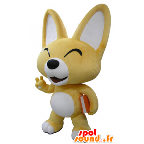 Mascotte de renard jaune et blanc. Mascotte de chiot - MASFR031415 - Mascottes Renard