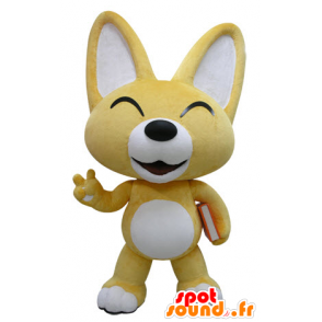 Gelben und weißen Fuchs Maskottchen. Mascot Welpen - MASFR031415 - Maskottchen-Fox