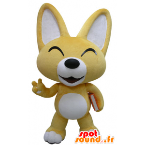 Mascotte de renard jaune et blanc. Mascotte de chiot - MASFR031415 - Mascottes Renard