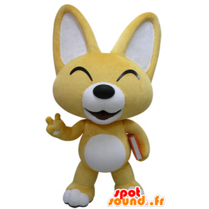 Żółty i biały fox maskotka. szczeniak maskotka - MASFR031415 - Fox Maskotki